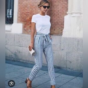 Reformation high waisted striped jeans